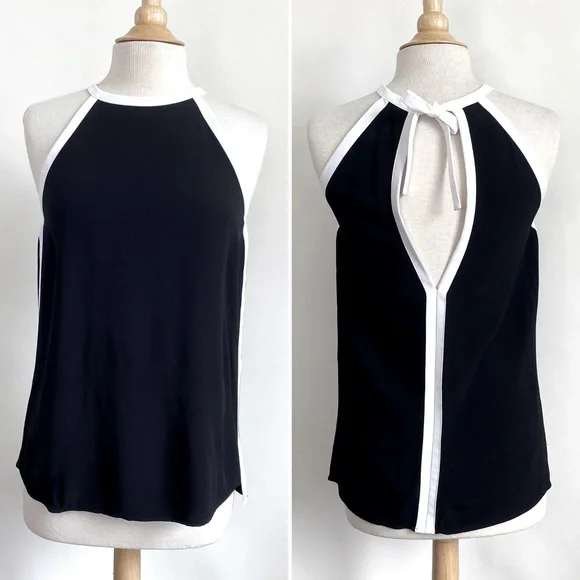 Zara Woman black white trim keyhole back tank XS - Picture 1 of 7